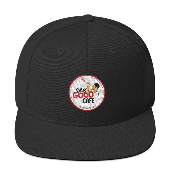 Das Good Cafe Embroidered Snapback Hat Black - Front Top