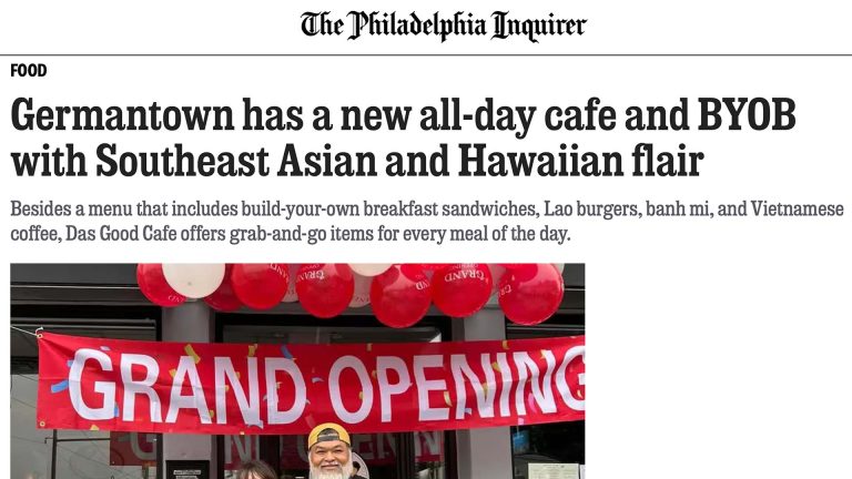 Das Good Cafe feature in The Philadelphia Inquirer